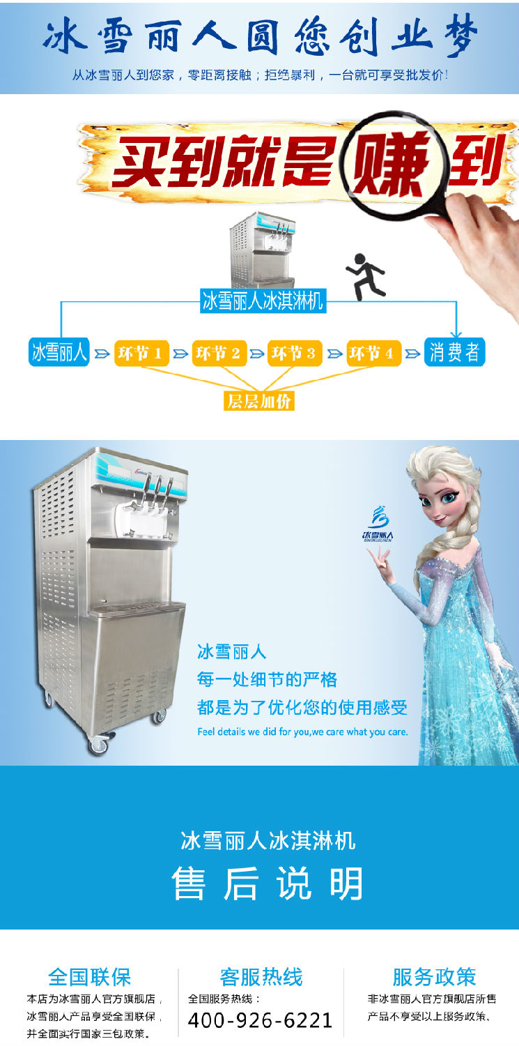 冰雪麗人2258PY商用立式三頭軟冰淇淋機